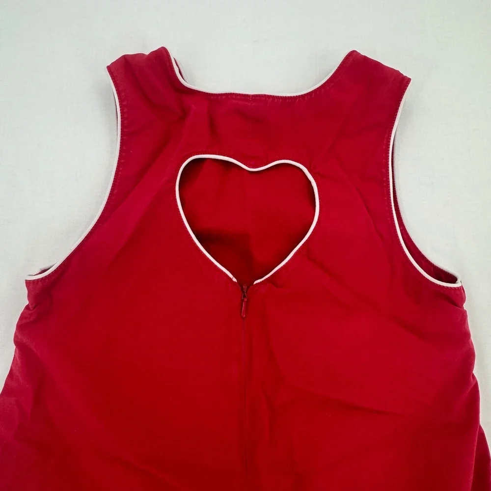 Vtg Y2K Gymboree Girls Applique Jumper Dress Heart Cutout Back Sz 7 Cotton 2003